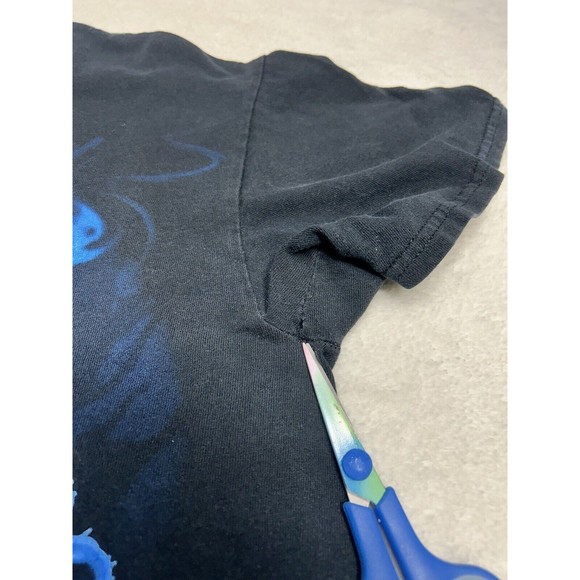 Vtg Y2K Grim Reaper Skull Gothic Illuminate Black Graphic T-Shirt Size Medium - Picture 3 of 7